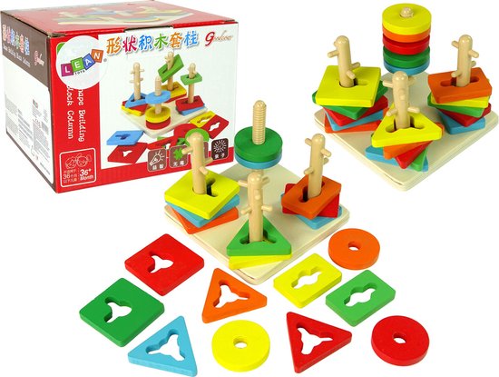 Afbeelding van het spel Vormen puzzel - stapel speelgoed - 15 x 15 x 13 cm - hout