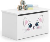DARIA - Speelgoedkist - 73x40x42cm - met katten thema - wit
