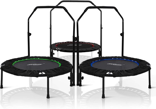 Fitness trampoline met stang - Mini trampoline - Kleine trampoline - Trampoline fitness - Volwassenen - 101 cm - 150 kg - Zwart - Groen