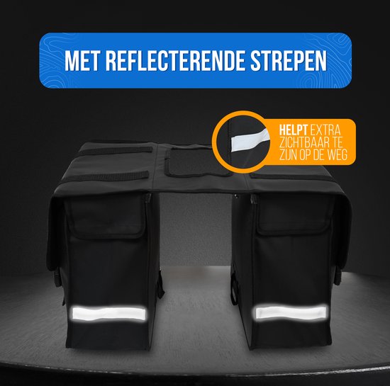 Strex Dubbele Fietstassen Waterdicht – Fietstas 40 Liter – Zwart - Met Reflectoren - Elektrische Fiets - Strex