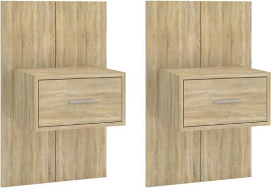 vidaXL Nachtkastjes 2 st wandgemonteerd 34x30x20 cm artisanaal eiken