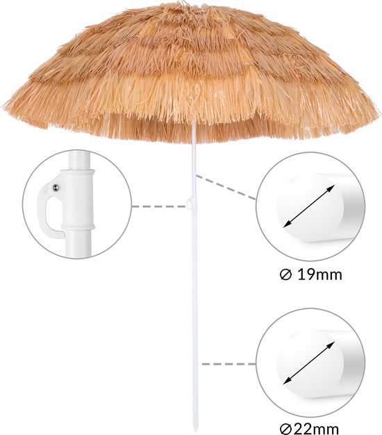 Kingsleeve Parasol Hawaii - 160 cm Rond - Beige