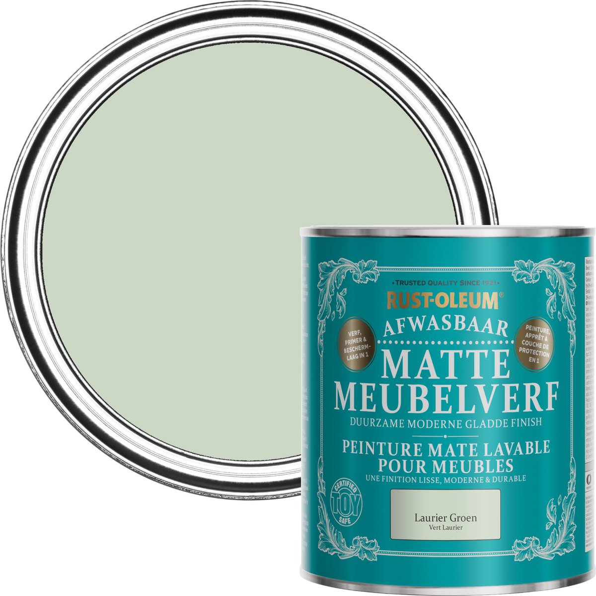 Rust-Oleum Groen Afwasbaar Matte Meubelverf - Lauriergroen 750ml
