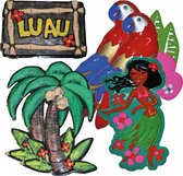 Bellatio Decorations - Hawaii thema muur/wand versieringen set 6x stuks rond de 50 cm p/stuk