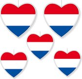 5-delige hou van Nederland versiering set hartjes van 14 cm en 28 cm - Landen vlaggen feestartikelen