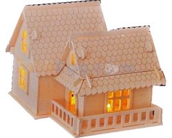 Bouwpakket Villa Huis Huisje A- hout- zonder verlichting