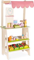 Navaris set speelgoedwinkeltje van hout - Houten supermarkt voor kinderen vanaf 3 jaar - Inclusief accessoires - Voor jongens en meisjes