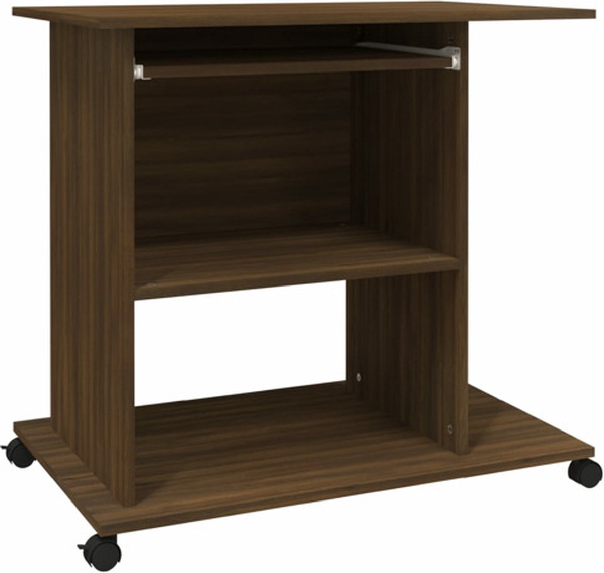 vidaXL - Computerbureau - 80x50x75 - cm - bewerkt - hout - bruin - eikenkleur
