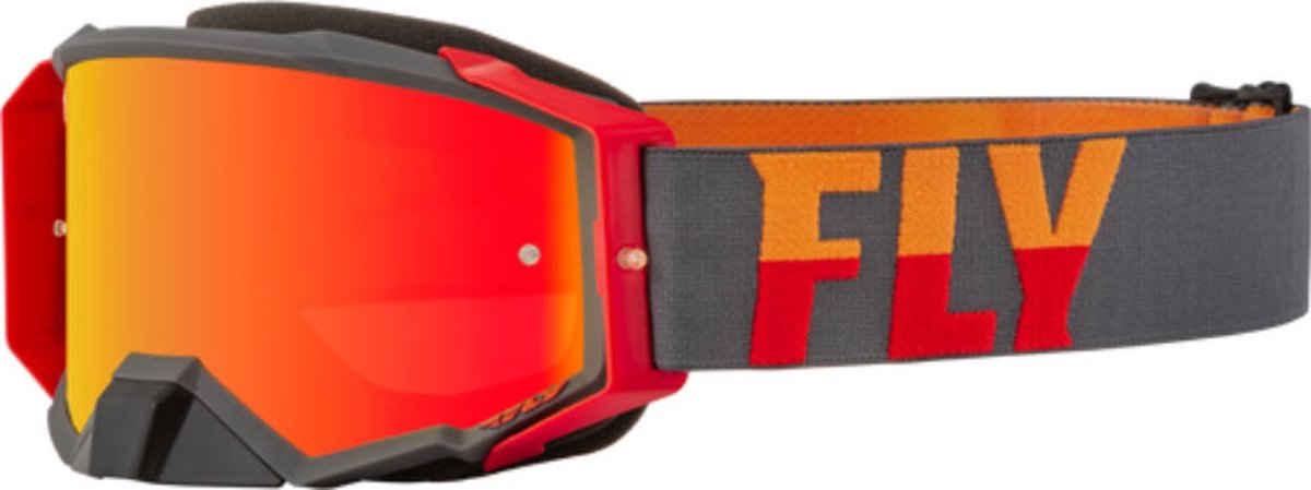 FLY Racing Zone Pro Goggle Grey Red Orange Red Mirror Lens -