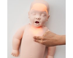 Reanimatiepop Baby - gelijk feedback door ledverlichting | inclusief trainingsmat en draagtas en 10 Faceshields – Batterijen - Kleding | Basismodel - Reanimatiecursus - Trainingspop - Beademen | 1,7 kg | BHV - EHBO - Cursus - Veiligheid - Eerste Hulp
