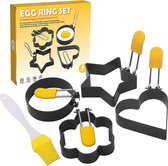 BOTC Moule à œufs en acier inoxydable - Moule à œufs frits + Un pinceau de cuisson gratuit - Crêpe aux œufs frits - Ensemble de 4 pièces