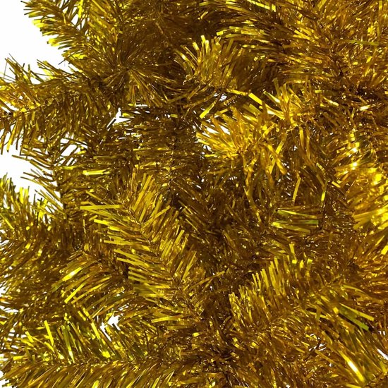 Slanke kerstboom met led's en ballen set 180 cm goud bol