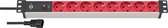 Bol.com Alu-Line 19" contactdoosstrook voor schakelkasten met 10A stroomonderbreker en IEC C14 8-voudig zilver/rood 2m H05VV-F 3G10 aanbieding