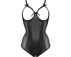 Christine le Duc - Kruis en Cuploze Body met Wetlook - Lingerie Erotisch - Fetish - Mistique - Zwart - S/M