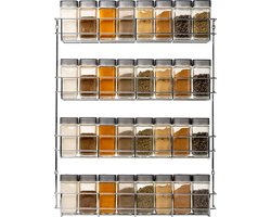 Kruidenrek Ophangbaar - voor 32 Kruidenpotjes - 4 etages Kruidenorganizer - 405x60x500mm - Metaal Chroom