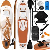 GoodVibes - Stand Up Paddle Board - 366cm - Opblaasbaar SUP Board met Kayak Zitting - Verstelbare Peddel - Handpomp met Manometer - Rugzak - Reparatieset - Camera Houder - Surfboard - Bastet - Roségoud