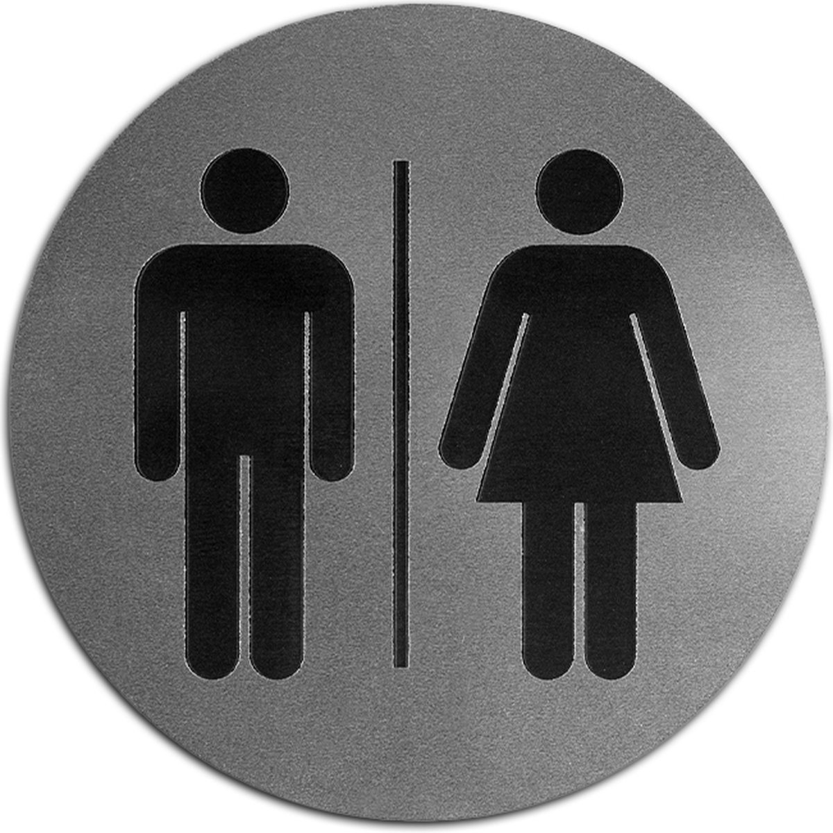 Wc bordje – Man en Vrouw – Rond – Acrylaat - RVS met Zwart – 10 x 10 cm – Toilet bordje – Deurbord – Zelfklevend