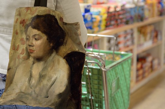 Sac à Bandoulière MuchoWow® - Sac de Plage - Grand Cabas - Sac Shopping - Portrait d'une Jeune Femme - Peinture d' Edgar Degas - 40x50 cm - Sac en Coton