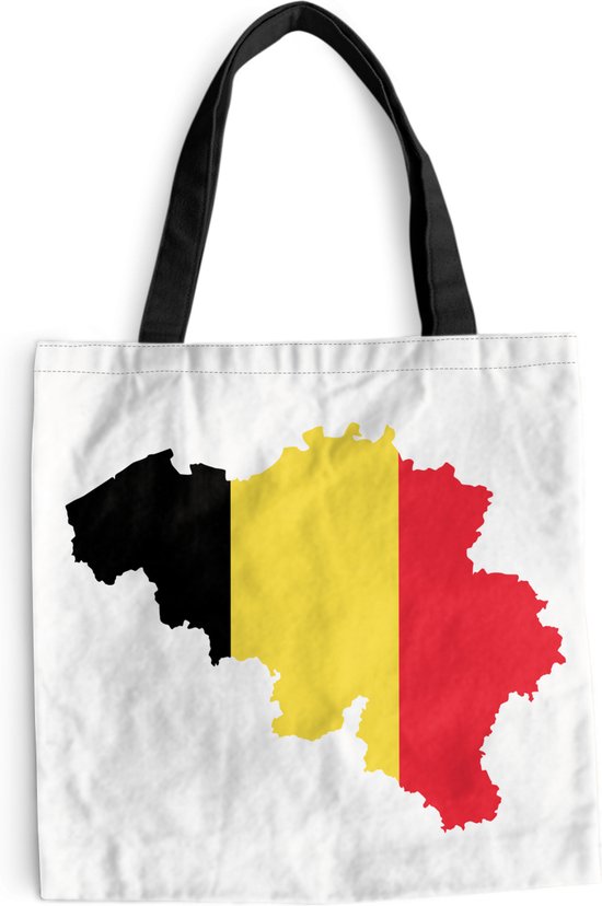 Sac bandoulière - Sac de plage - Shopper Une illustration de la België aux couleurs du drapeau national - 45x45 cm - Sac en coton