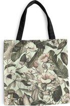 Sac bandoulière - Sac de plage - Shopper Fleurs - Feuilles - Vintage - Motifs - 45x45 cm - Sac en coton