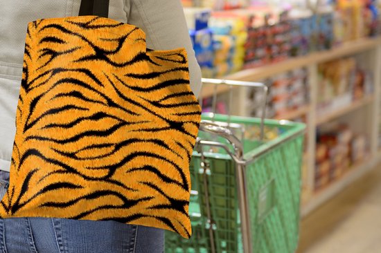 Sac Bandoulière - Sac De Plage - Shopper Imprimé Tigre - Oranje - Zwart - 45x45 cm - Sac Coton