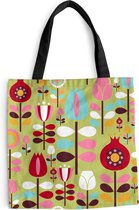 MuchoWow® Schoudertas - Strandtas - Big Shopper - Boodschappentas - Patronen - Bloemen - Kleuren - 45x45 cm - Katoenen tas