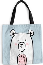 MuchoWow® Schoudertas - Strandtas - Big Shopper - Boodschappentas - Beer - Dier - Blauw - 40x40 cm - Katoenen tas