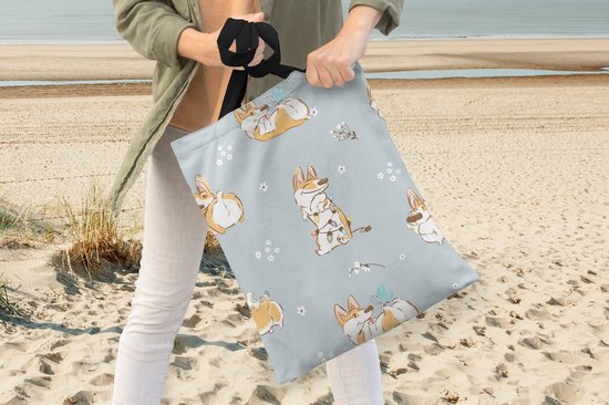 Sac Bandoulière - Sac De Plage - Motif Shopper - Chien - Corgi - 40x50 cm - Sac Coton