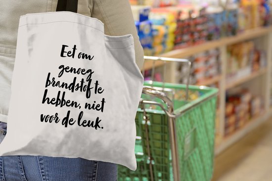 Sac Bandoulière - Sac de Plage - Shopper Taupe - Eat to fuel, not for fun - Citation - 40x40 cm - Sac en coton