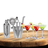 Excellent Houseware cocktails maken set 6-delig met 4x Margarita glazen 250 ML