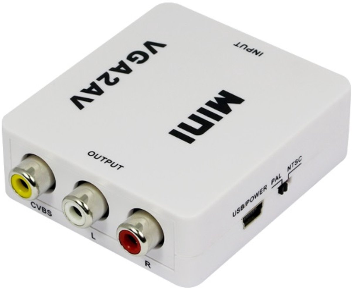 VGA + 3,5mm Jack naar Composiet 3RCA audio video converter / wit