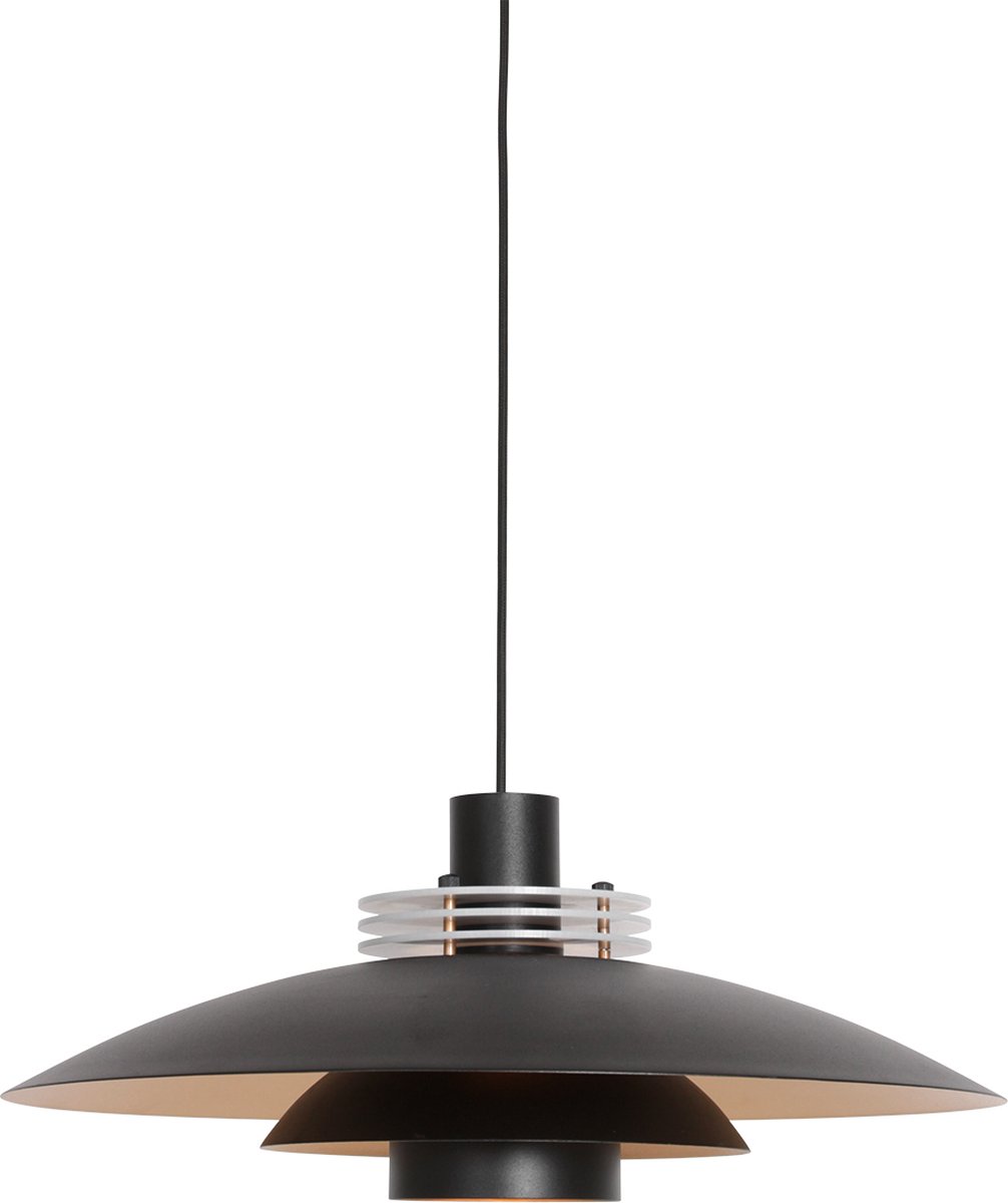 Hanglamp Flinter | 1 lichts | zwart | aluminium | Ø 47 cm | in hoogte verstelbaar tot 155 cm | eetkamer / eettafel / woonkamer / slaapkamer lamp | modern design