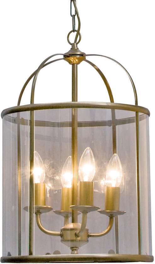 Tolk Scheiden steek Lantaarn hanglamp Pimpernel | 4 lichts | brons / bruin / transparant | ⌀ 32  cm | glas... | bol.com