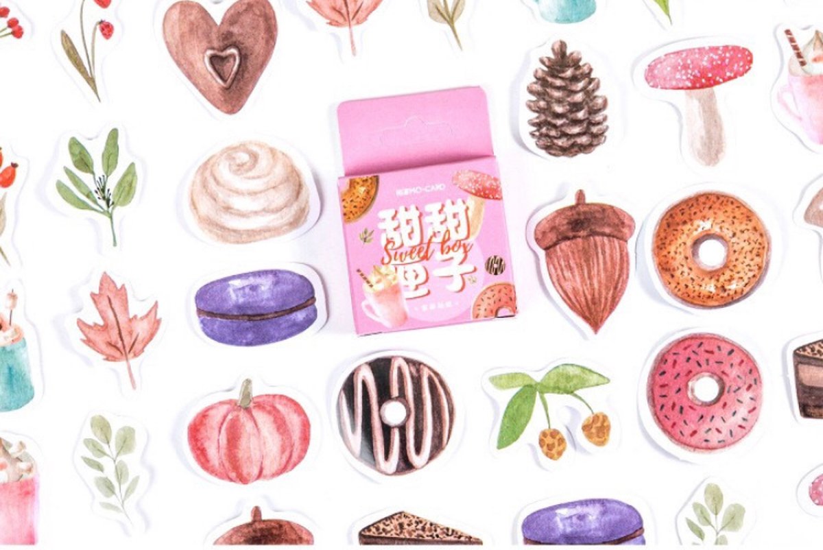 Herfst Donuts & Gebakjes Stickers 46 stickers – Bullet Journal, Planner & Scrapbook Stickers – Sinterklaas & Kerstcadeau – Schoencadeau – Cadeaus onder €5