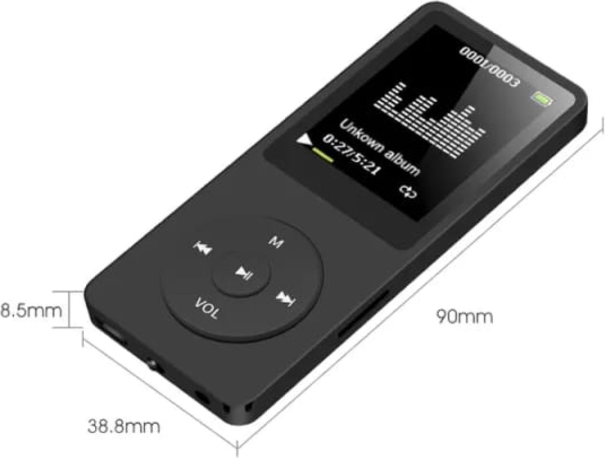 MP3 Speler - MP3 Speler Nieuw - MP3 16GB Geheugen - MP3 Speler Zwart