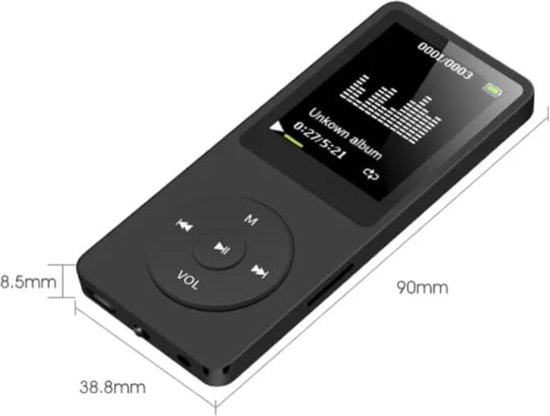 MP3 Speler - MP3 Speler Nieuw - MP3 16GB Geheugen - MP3 Speler Zwart - Audio MP3 Speler