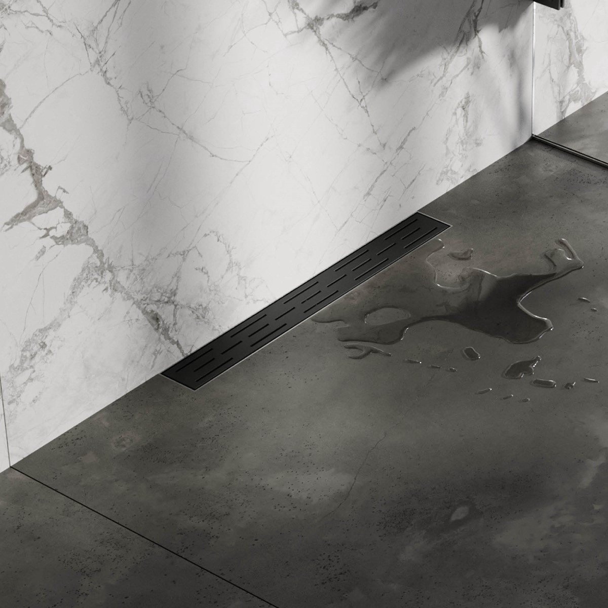 Brauer Douchegoot 60cm met Muurflens Standaard Rooster Mat Zwart