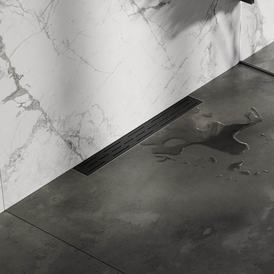 Brauer Douchegoot 60cm met Muurflens Standaard Rooster Mat Zwart bol