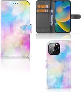 Telefoonhoesje iPhone 14 Pro Max Bookcase Personaliseren Watercolor Light