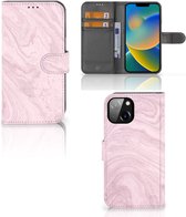 GSM Hoesje Geschikt voor iPhone 14 Flip Case Marble Pink
