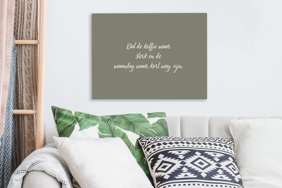 Tableau Peinture Café - Que le café soit fort - Citations - Proverbes - Lundi - 40x30 cm - Décoration murale