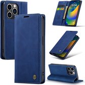 Apple iPhone 14 Pro Casemania Case Navy Blue - Wallet Book Case