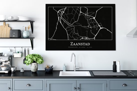 Tableau sur toile Plan d'étage - Carte - Zaanstad - Plan de la ville - 140x90 cm - Décoration murale