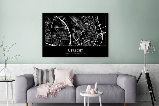 Peinture sur Toile Carte - Plan de la Ville - Utrecht - Carte - 140x90 cm - Décoration murale