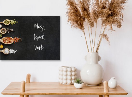 Tableau sur toile Cuisine - Proverbes - Couteau. Cuillère. Fourchette. - Citations - Couverts - 40x30 cm - Décoration murale