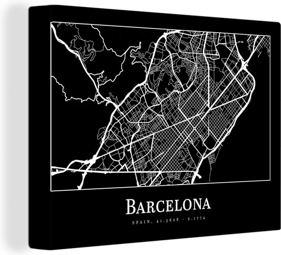 Peinture sur toile Plan de ville - Barcelona - Plan d'étage - Carte - 40x30 cm - Décoration murale