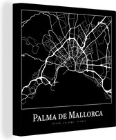 Canvas Schilderij Plattegrond - Stadskaart - Palma de Mallorca - Kaart - 90x90 cm - Wanddecoratie