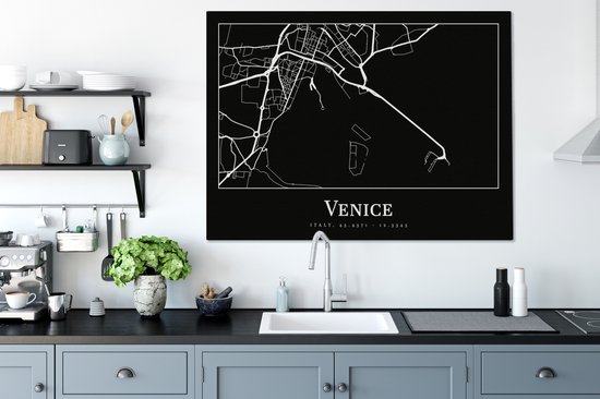 Canvas Schilderij Stadskaart - Venetië - Kaart - Plattegrond - Venice - 120x90 cm - Wanddecoratie