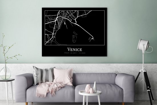 Canvas Schilderij Stadskaart - Venetië - Kaart - Plattegrond - Venice - 120x90 cm - Wanddecoratie
