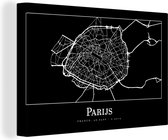 Tableau Tableau Paris - Carte - Carte - Plan de Ville - 90x60 cm - Décoration murale